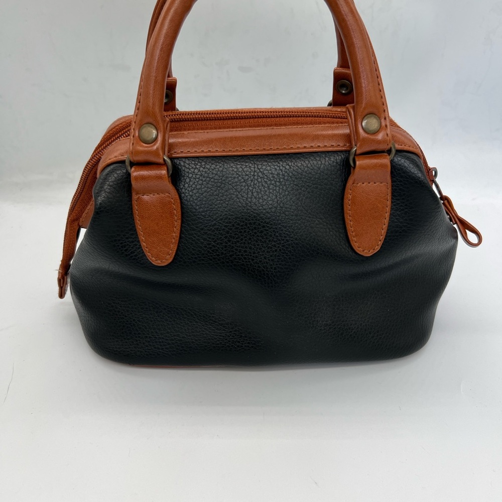 Vintage Dolce Vita Black & Tan Leather Satchel - Picture 5 of 6